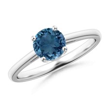 5mm Round London Blue Topaz Solitaire 925 Sterling Silver Ring For Women