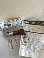 Vintage USA C.A. Myers Co Lock Stitch Sewing Awl in Original Box W/ Instructions