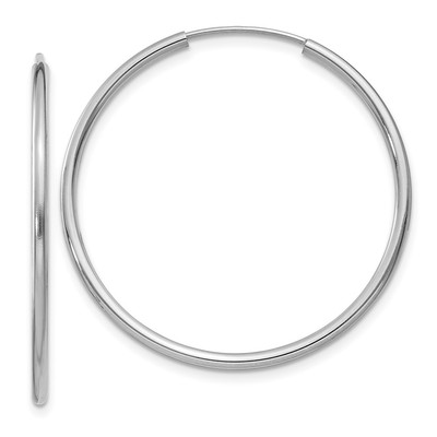 14 Karat Weißgold 1,5 mm polierte endlose Creolen; Damen & Herren