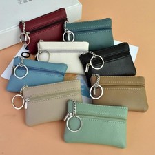 Mini Pu Leather Wallet Coin Purse Key Holder Card Storage Zipper Pouch