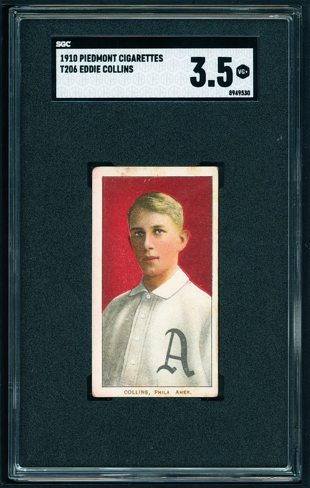 1909-11 T206 Piedmont Eddie Collins HOF Deep Color SGC 3.5+