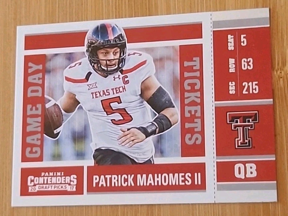 PATRICK MAHOMES 2017 Contenders Draft Picks #15 Game Day Ticket ROOKIE