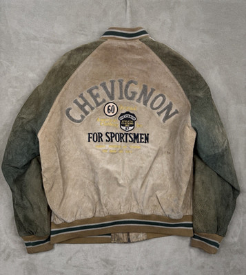 CHEVIGNON VINTAGE WILDLEDER BOMBERJACKE VARSITY COLLEGE LEDERJACKE 90ER L HERREN