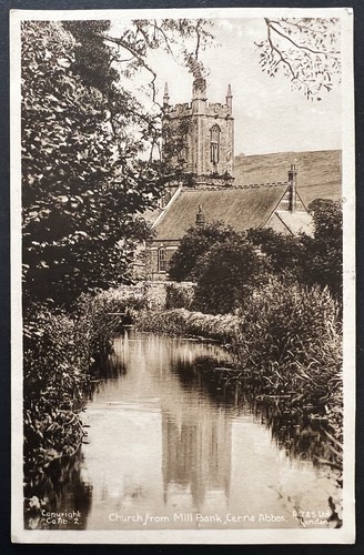 1945 Cerne Abbas Kirche von Mill Bank, Dorset, s/w alte Postkarte - Bild 1 von 2