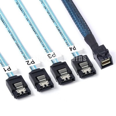 Mini SAS HD SFF 8643 to 4 SATA Breakout Forward Hard Disk Cable 1M LSI00411 Lot