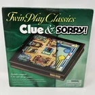 Hasbro Twin Play Classics Clue & Sorry Board Game Wooden 2001 VTG OPEN BOX