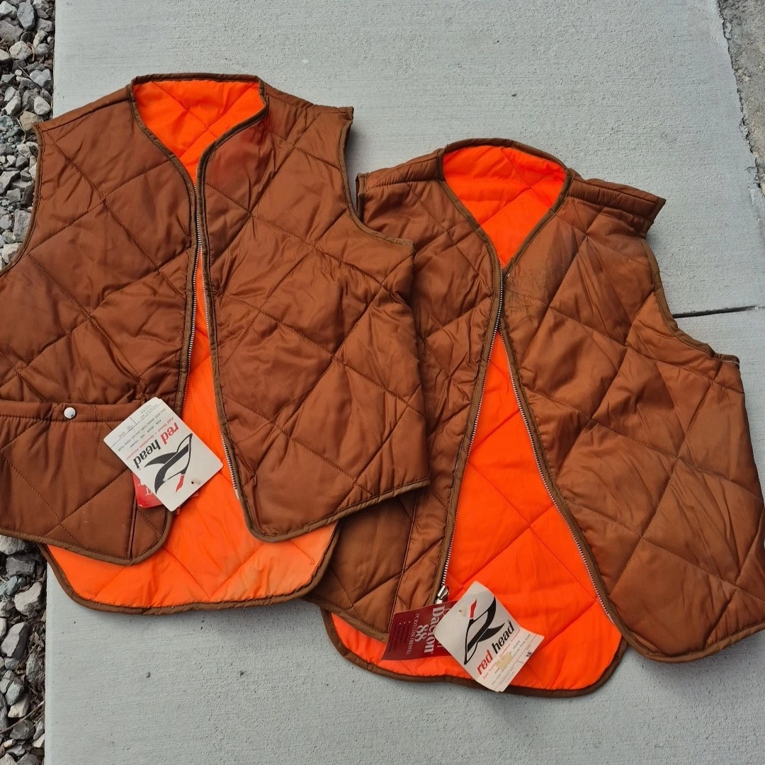 Vintage Hunting Vest Red Head Dacron 88 Fishing Lined Quilted Vest Jackets SizeM