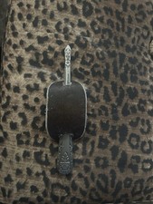 Vintage Metal Hair Barrette Clip, Floral Engraved, Padded Leather Cover
