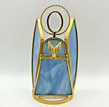 STAINED GLASS SINGING ANGEL FIGURINE - Gold Trim Choir Singer Chorister Vocalist