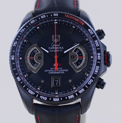 Tag Heuer Uhr Grand Carrera Black RS2 Chronograph Date Rotating System B+P rar