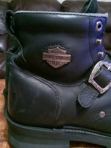 Harley Davidson Boots 91026 Black Buckle Mens Size 8 1/2 (8.5) US - Picture 4 of 12