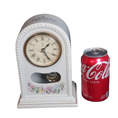 Vintage 1994 Limited Edition Porcelain Floral Domed Clock Working Pendulum By PS