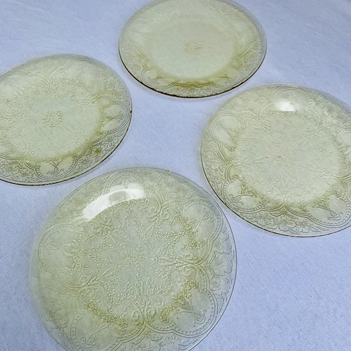 Vtg Yellow Depression Glass Salad Plates 8.5”Horseshoe 1930s by Indiana As-is