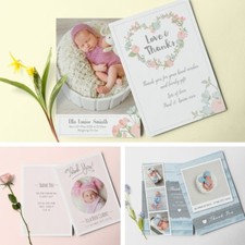 New Baby Thank You Cards, Printed Double Sided, baby boy / girl (B2)
