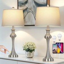 28.75"Silver Table Lamps Set of 2, 3 Way Touch Control Living Room Lamps with...
