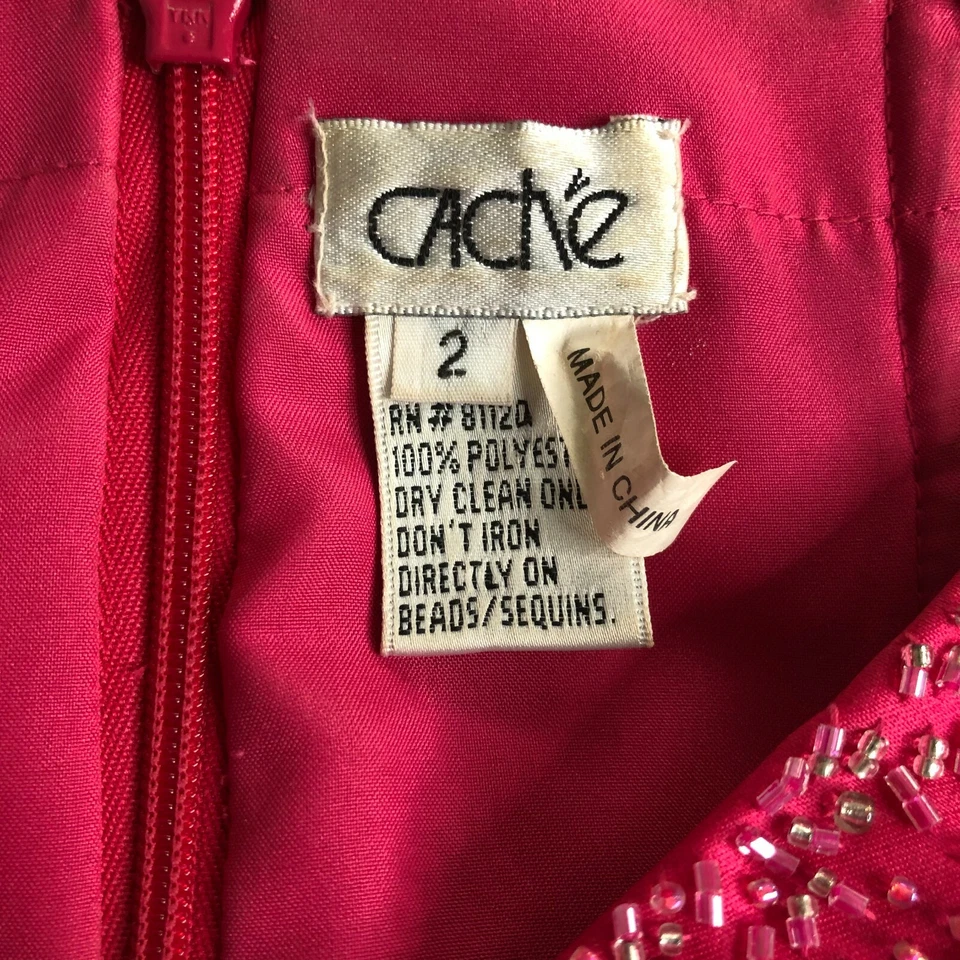 Cache Pink Strapless Embellished Beaded Cutout Maxi Dress Gown Slit size 2 HK - Image 4 of 4