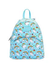 Loungefly Lisa Frank Markie Unicorn Rainbow Allover Print Mini Blue Backpack NWT