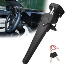UK Car Steering Wheel Lock Anti-Theft Device PU Leather Wheel Lock 2Keys Black
