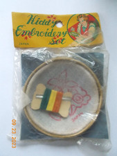 Vintage Kiddy (Kiddie) Embroidery Set, Hoop, Cloth, Thread, Needle: Japan