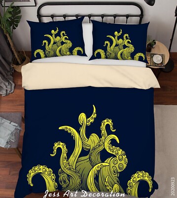 3D Octopus Illustration Quilt Cover Set Bedding Sets Pillowcases Queen 3