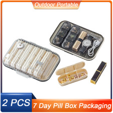   2 PCS  7 Day Pill Box Packaging Outdoor Portable Storage and Jewellery Boxes