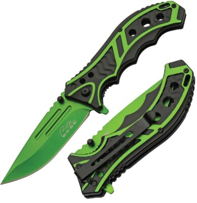 #ad Rite Edge Caution A O Folding Knife 3.75quot; Stainless Steel Blade Aluminum Handle $14.89