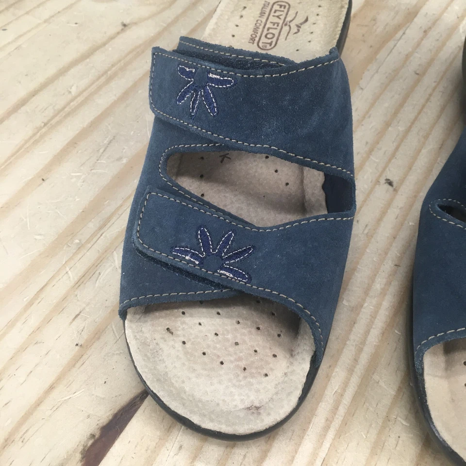 Sandalias Fly Flot para mujer 40 Maylis doble correa cuña deslizable gamuza azul sin cordones Foto 4 de 4