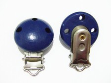 1pz pinza portaciuccio legno naturale personalizzabile 44x29mm color blu notte