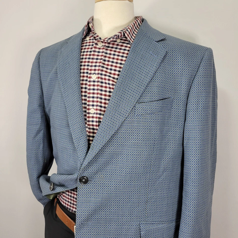 Charles Tyrwhitt Men's Sport Coat Blazer Two Button Blue Dots Size 46R Classic - Imagem 4 de 4
