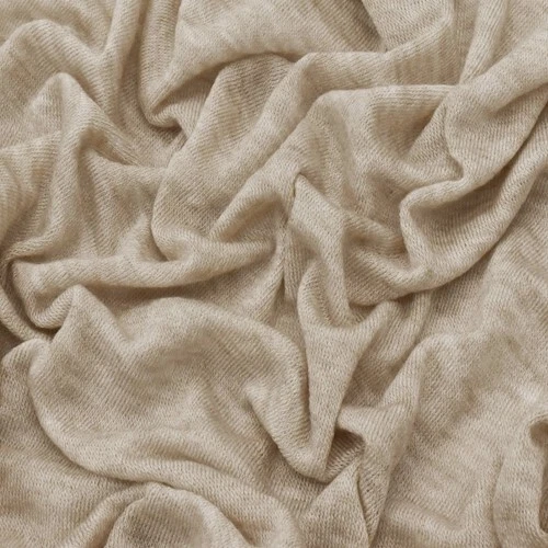 Cream Beige Heather Stretch Tissue Jersey Knit Fabric, Fabric By The Yard