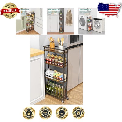 Durable Narrow Rolling Cart with Lockable Wheels - Easy to Move Storage Solution