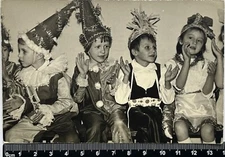 Old Photo Cute Children, Attractive Girls and boys at the New Year's holiday