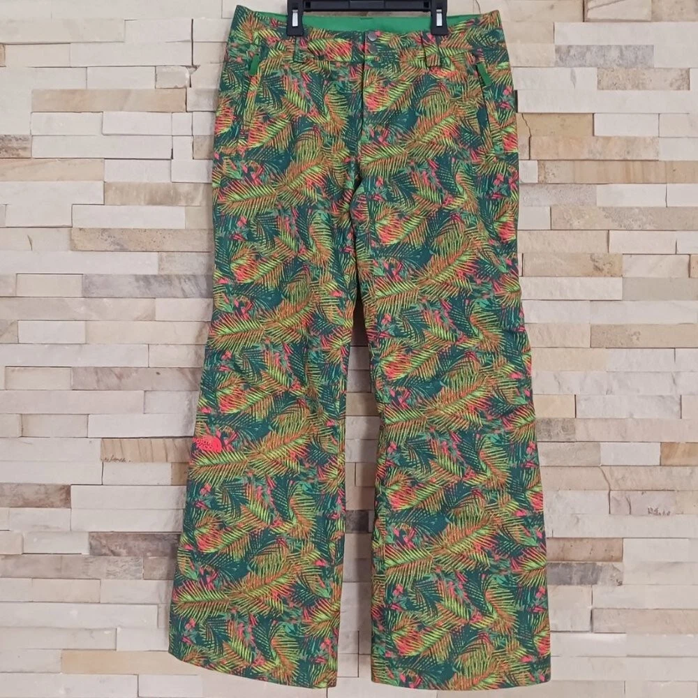 North Face Womens Tropical Leaf Pattern Snow Ski Snowboard Pants Womens Medium M