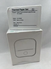 Genuine Phomemo T02 Portable Thermal Printer CYAN + 3 Rolls White Sticker