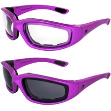 Birdz Eyewear Oriole A/F Padded Sunglasses Purple Frame w/ Clear  Smoke Lenses