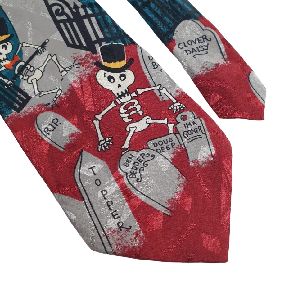 Celebrations By Hallmark Mens Necktie Tie Skeleton Halloween Work Office Gift - Image 3 of 4