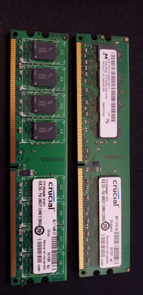 Crucial CT51264AA667 M16FC 8GB (4 x 2) DDR2 PC2-5300 Non-ECC Desktop 8GB RAM - Image 3 of 4