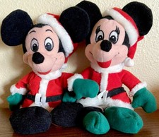 2005 Pair of Mickey Minnie Santa  Mrs. Claus Disney Store Exclusive Toy Beanies