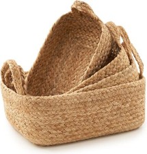 Beautiful Storage Basket Set of 4 - Natural Jute Rope Baskets for brown