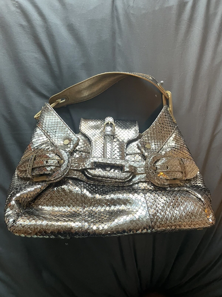 JIMMY CHOO Metallic Gold Python Tulita Bag Purse