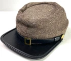 CIVIL WAR CSA CONFEDERATE BUTTERNUT JEAN WOOL KEPI FORAGE CAP HAT-MEDIUM