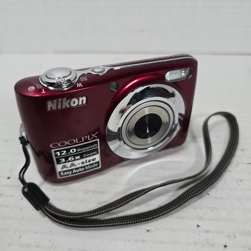 FOR PARTS - Nikon Coolpix L22 12.0MP 3.6x Optical Zoom Red Digital Camera