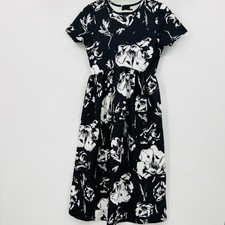 ASOS Floral Black White Longer Length Maternity Dress Size 4