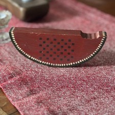American Folk Art - Wooden Watermelon Slice with Checkerboard Design Shelf Decor