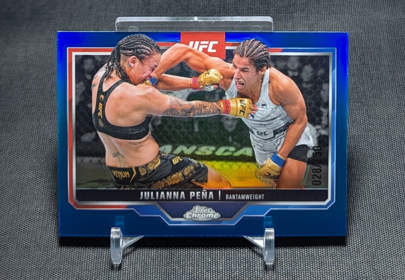 Julianna Pena Blue Refractor /150 2025 Topps Chrome UFC Card #142
