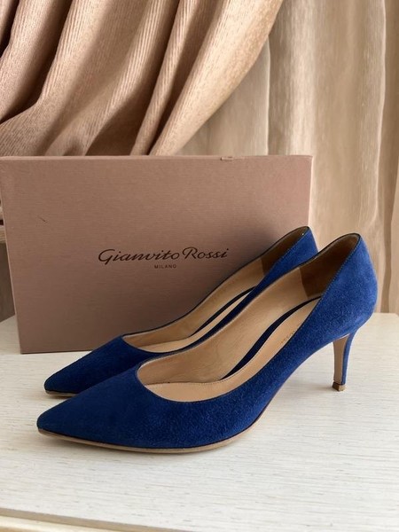 Damen Gianvito Rossi Heels Navy Wildleder 39,5