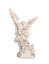 Statua di San Michele Arcangelo, 30cm, effetto 'invecchiato' , in resina