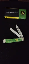 CASE XX KNIVES JOHN DEERE SMOOTH BRIGHT GREEN BONE TRAPPER POCKET KNIFE 6254SS