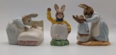Ostergrüße - Bunnykins, Beatrix Potter - Peter im Bett, Frau Hase Peter