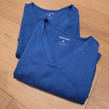 Jaanuu Scrub Top Womens Size S Blue Short Sleeve V Neck Pocket Zip Lot Of 2 EUC